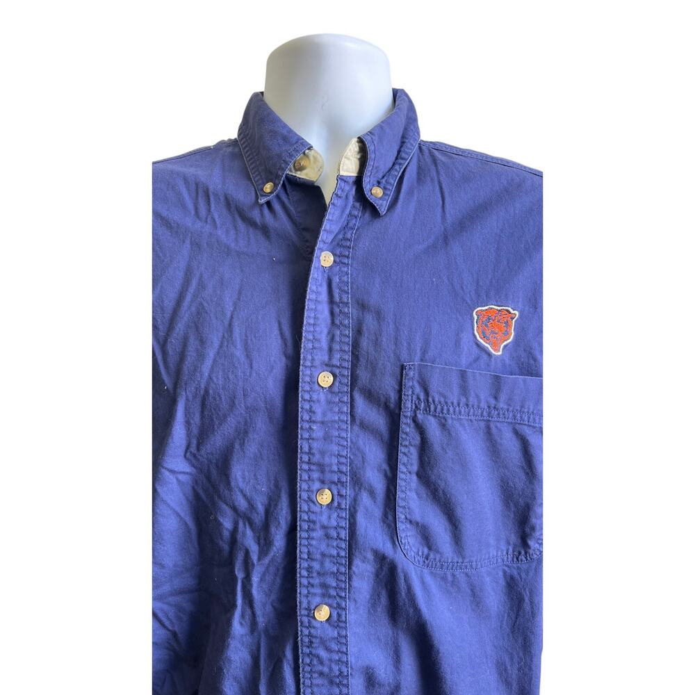 🧢 CSIA M Blue 100% Cotton Button-Down Shirt Bear Patch Preppy Sportcore Y2K - Picture 2 of 4